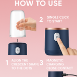 Instructions on how to use the portable blender with a pink background